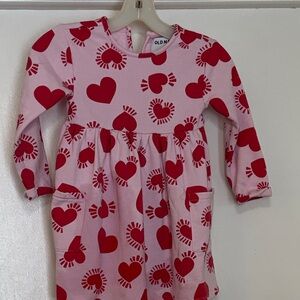 Kids Old Navy Pink Dress with Red Heart Design 4T